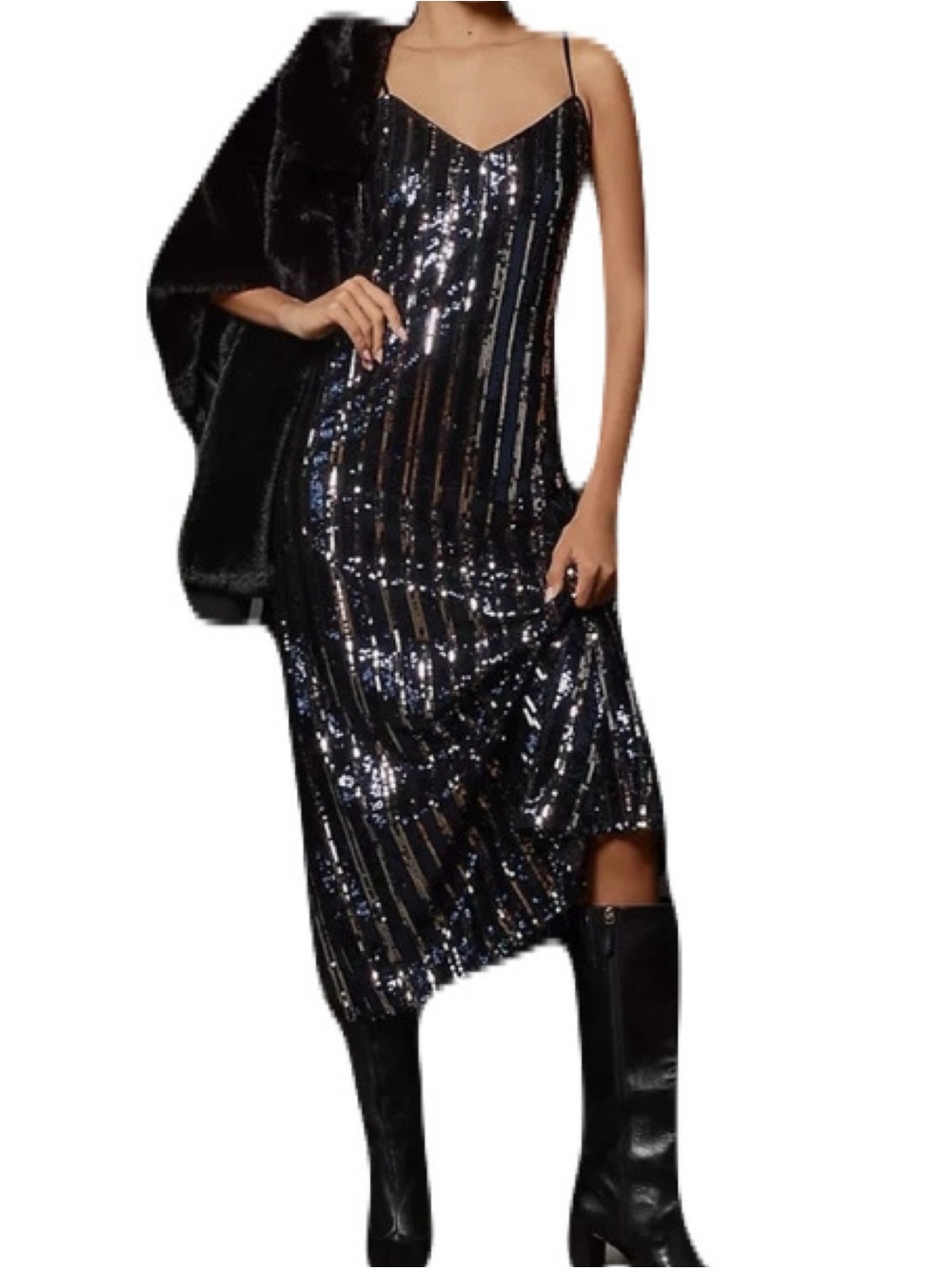 NEW Anthropologie Maeve XXSP Multicolor Sequin Slip Midi Dress NYE Party Lined
